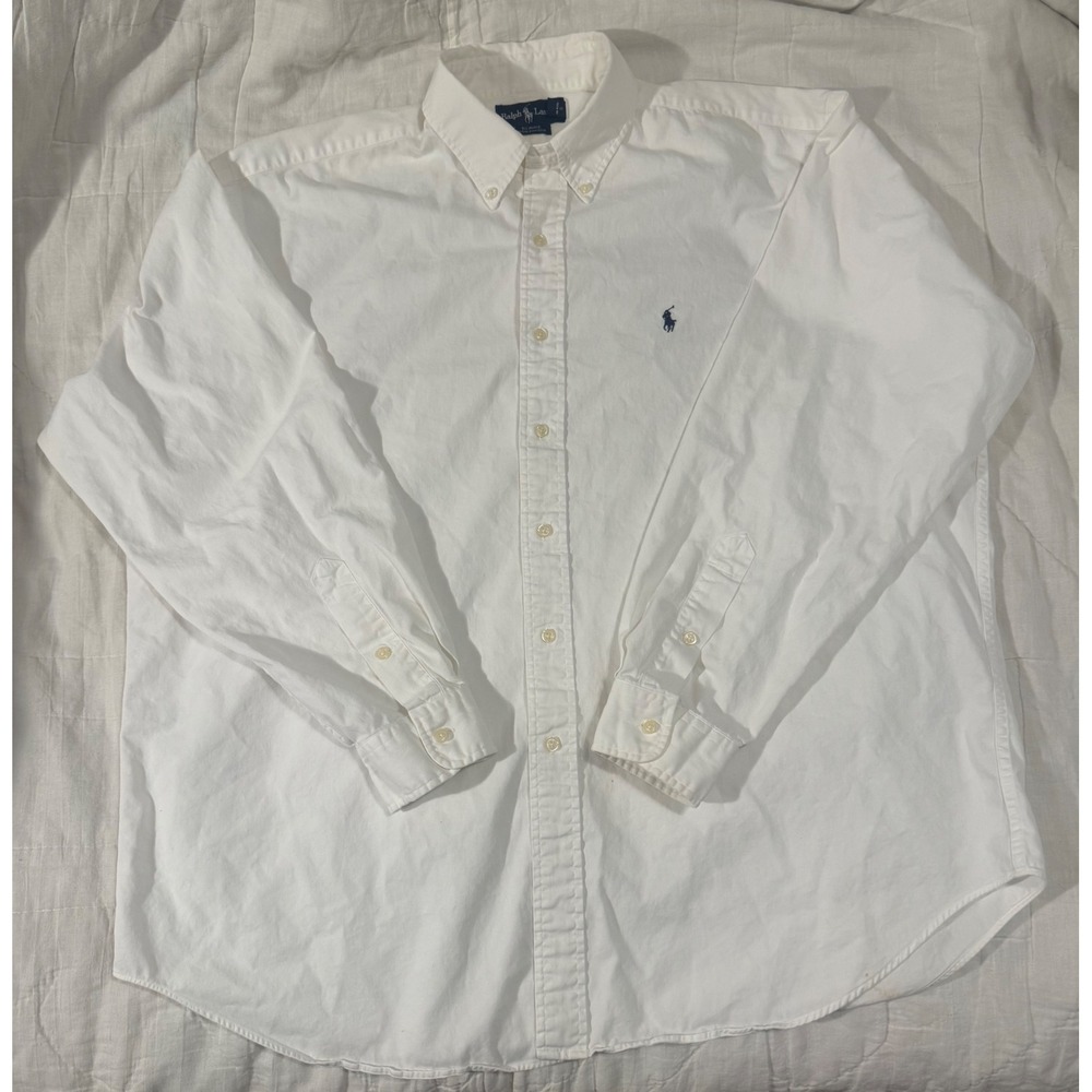 Polo Ralph Lauren Blaire Mens XL White Cotton Long Sleeve Button Down Shirt